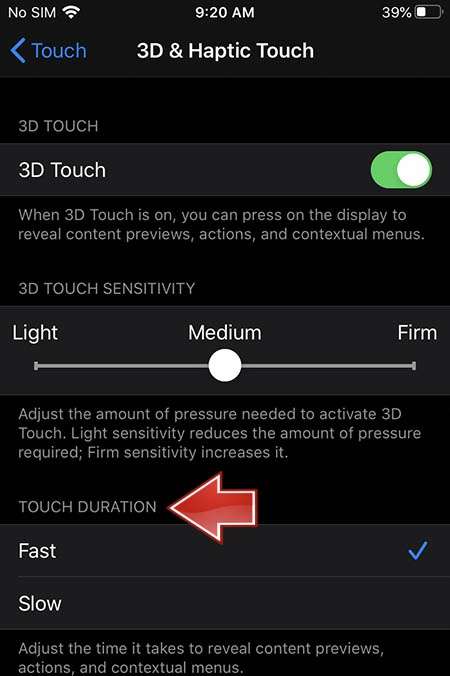 APPLE iPhone 12 Pro Max 3d touch duration