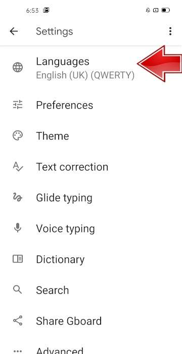 Language Keyboard OPPO A92