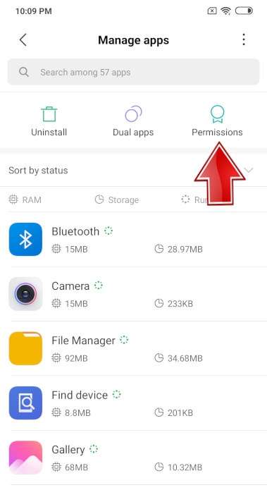 Permissions XIAOMI Redmi Note 7