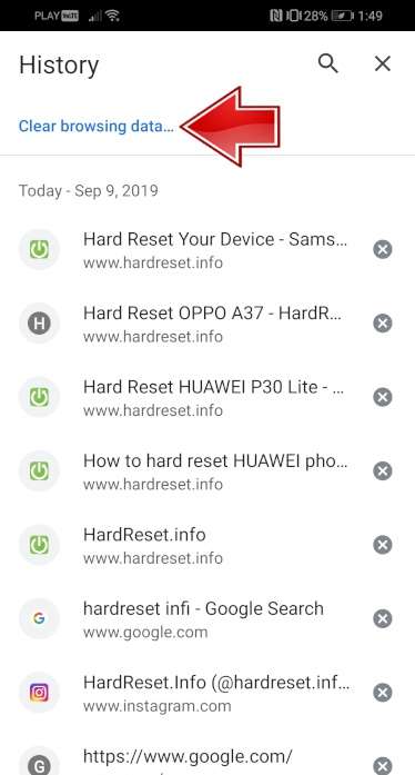 OPPO F9 (F9 Pro) Clear browsing data