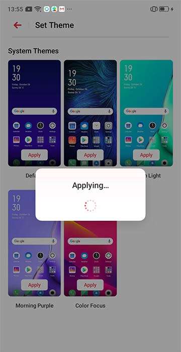 OPPO F9 (F9 Pro) Applying themes