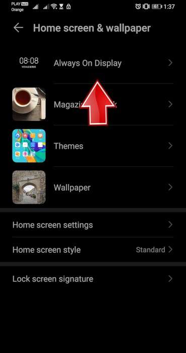Always on Display HUAWEI P40 Lite E 